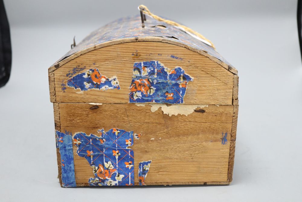 A French stencilled paper marriage box, c.1840, length 32.5cm